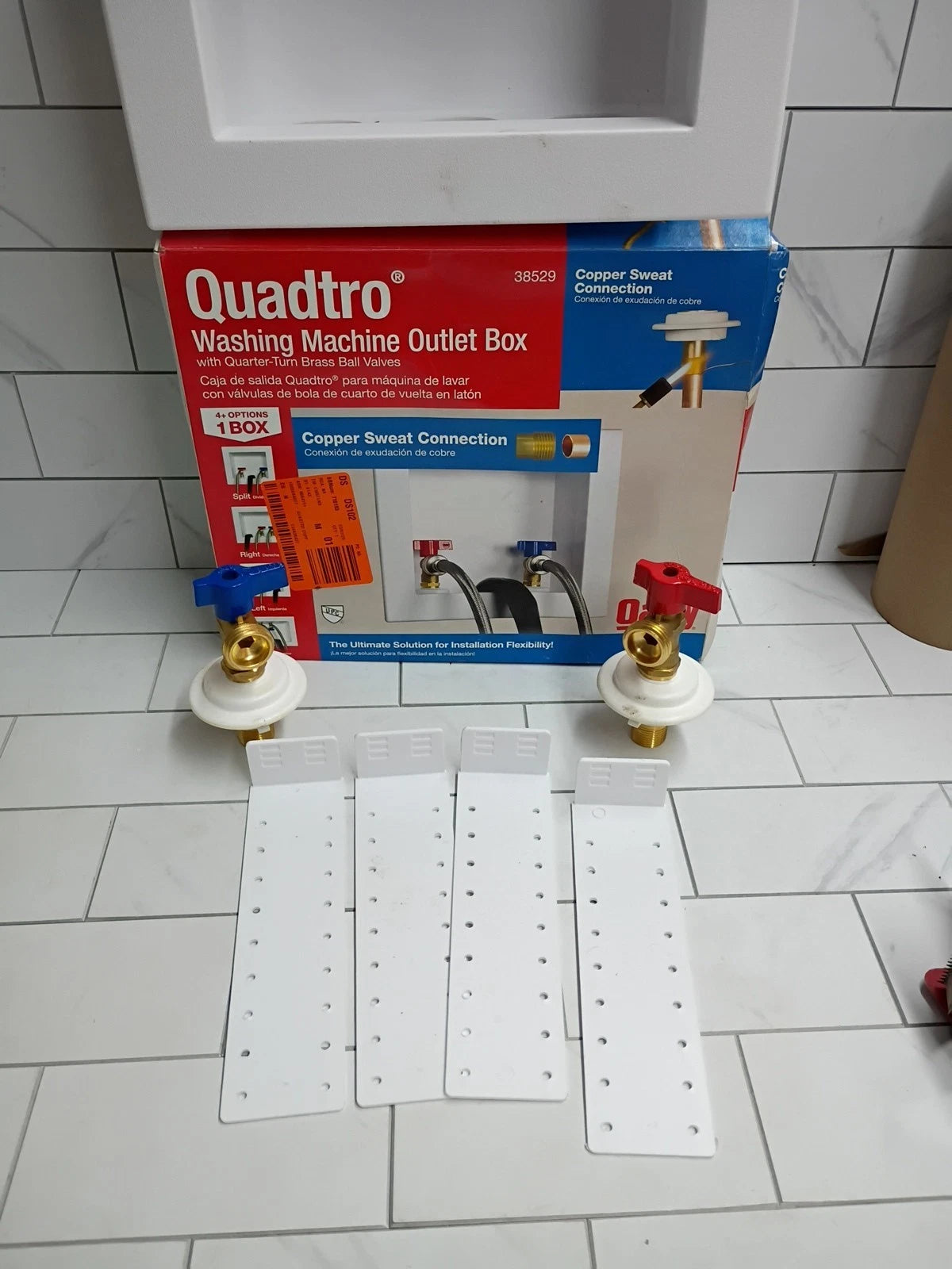 2pk Oatey Quadtro 38529 Washing Machine Outlet Box Quarter-Turn Brass Valves OB