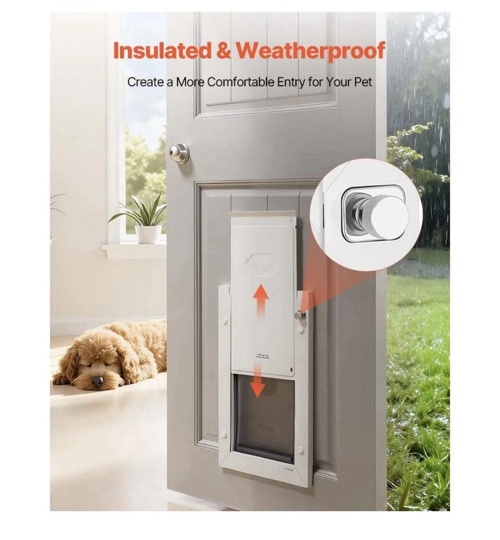 VEVOR M Pet Door, 8.25" x 12.25" Aluminum Frame W/ Lock and Flap System Open Box