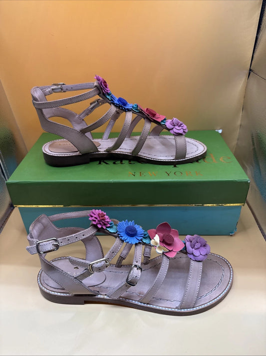 Kate Spade New York Sz 6.5M Women's Sadia Leather Floral Appliqué Sandals New