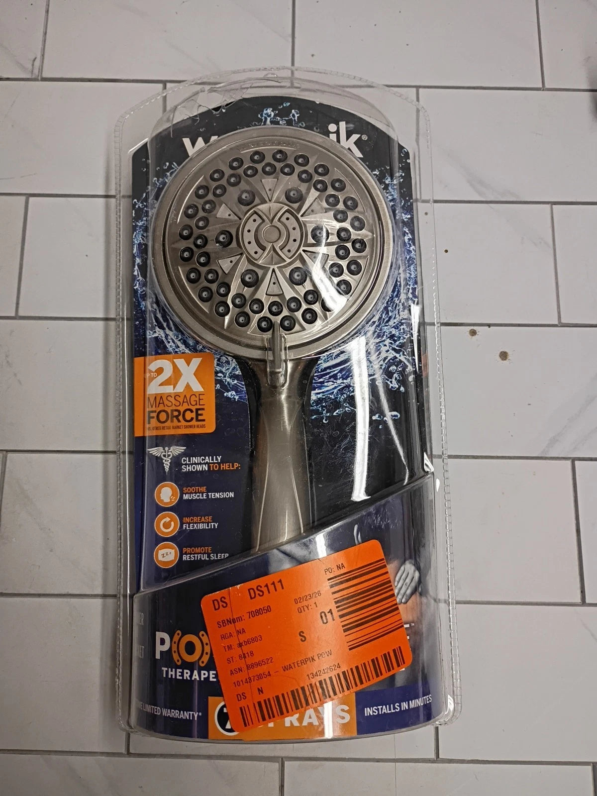 Waterpik PowerPulse Massage Hand Held Shower Head Brushed Nickel 7 Settings Read