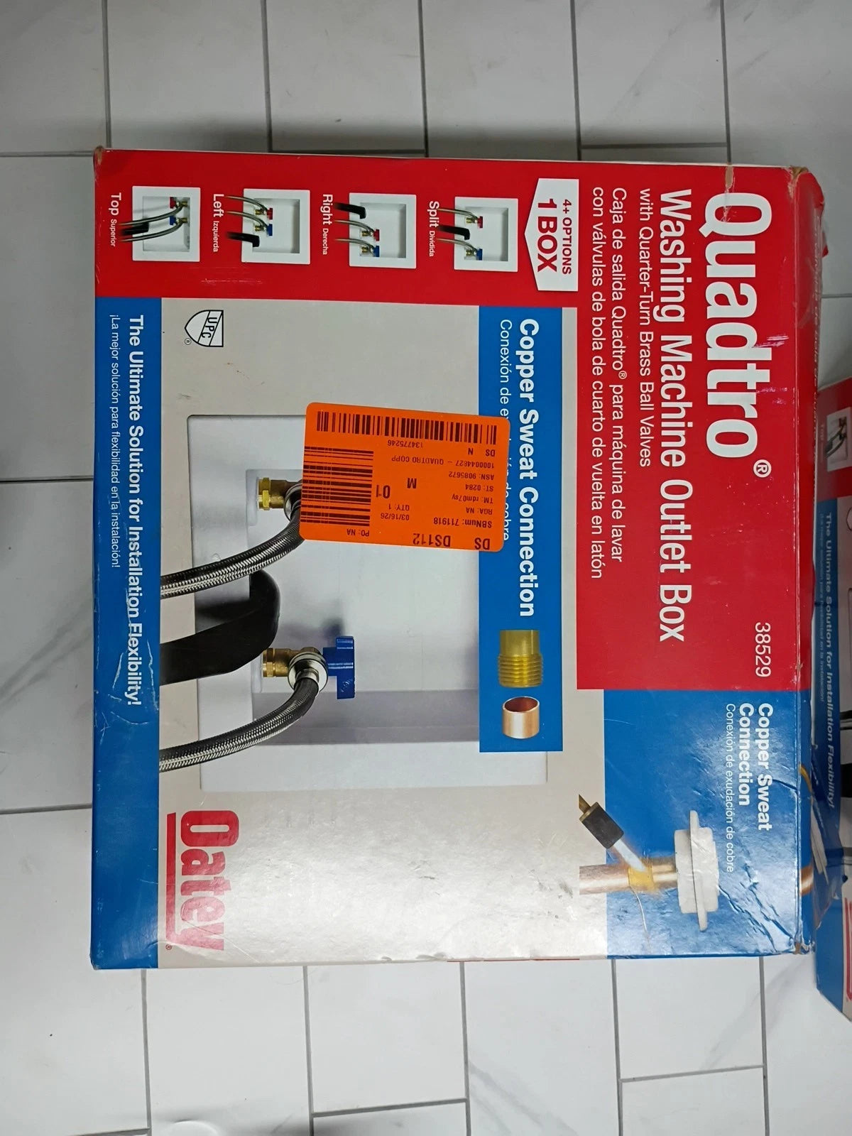 2pk Oatey Quadtro 38529 Washing Machine Outlet Box Quarter-Turn Brass Valves OB