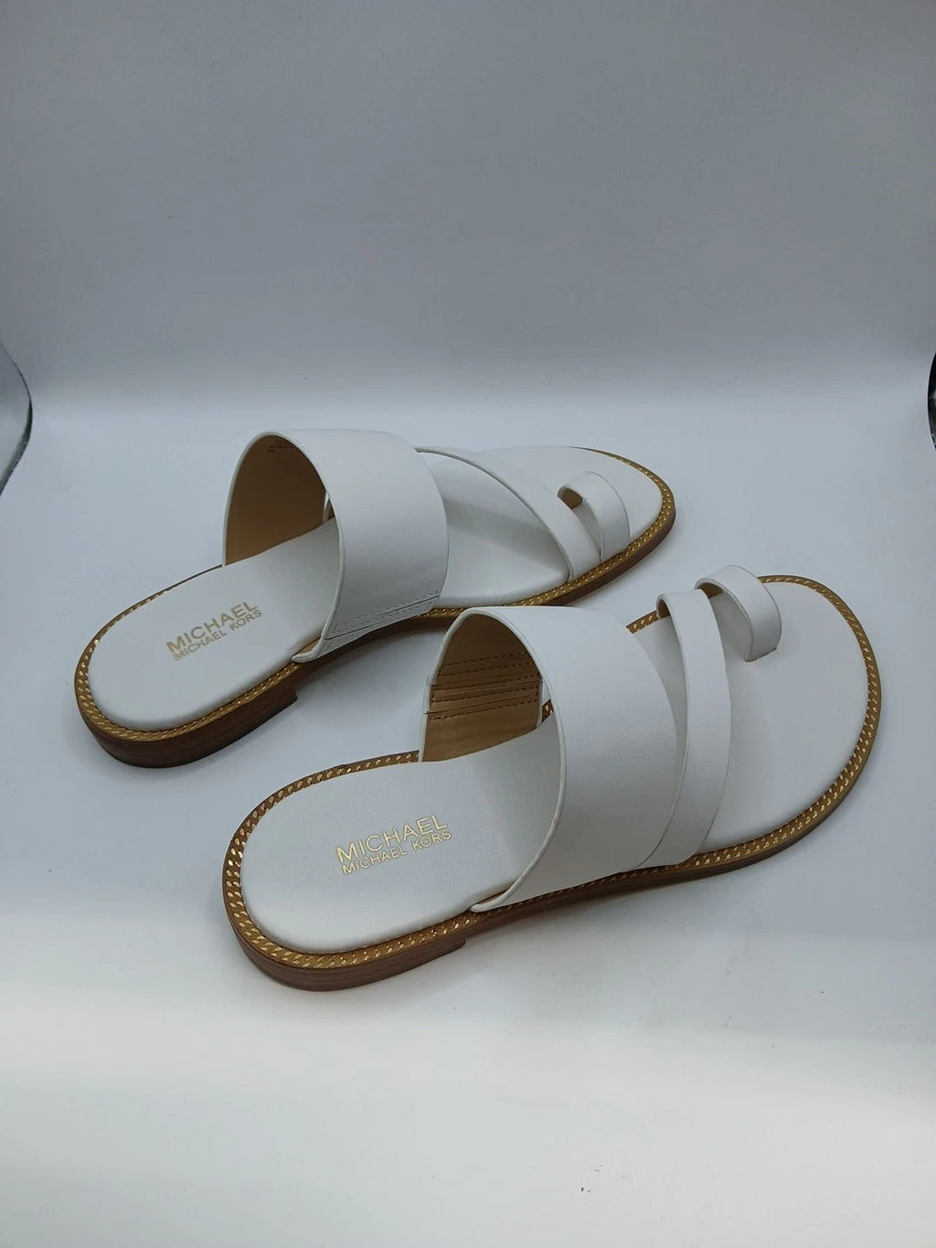 Michael Kors Selah Leather Slide Sandal White( 5M)