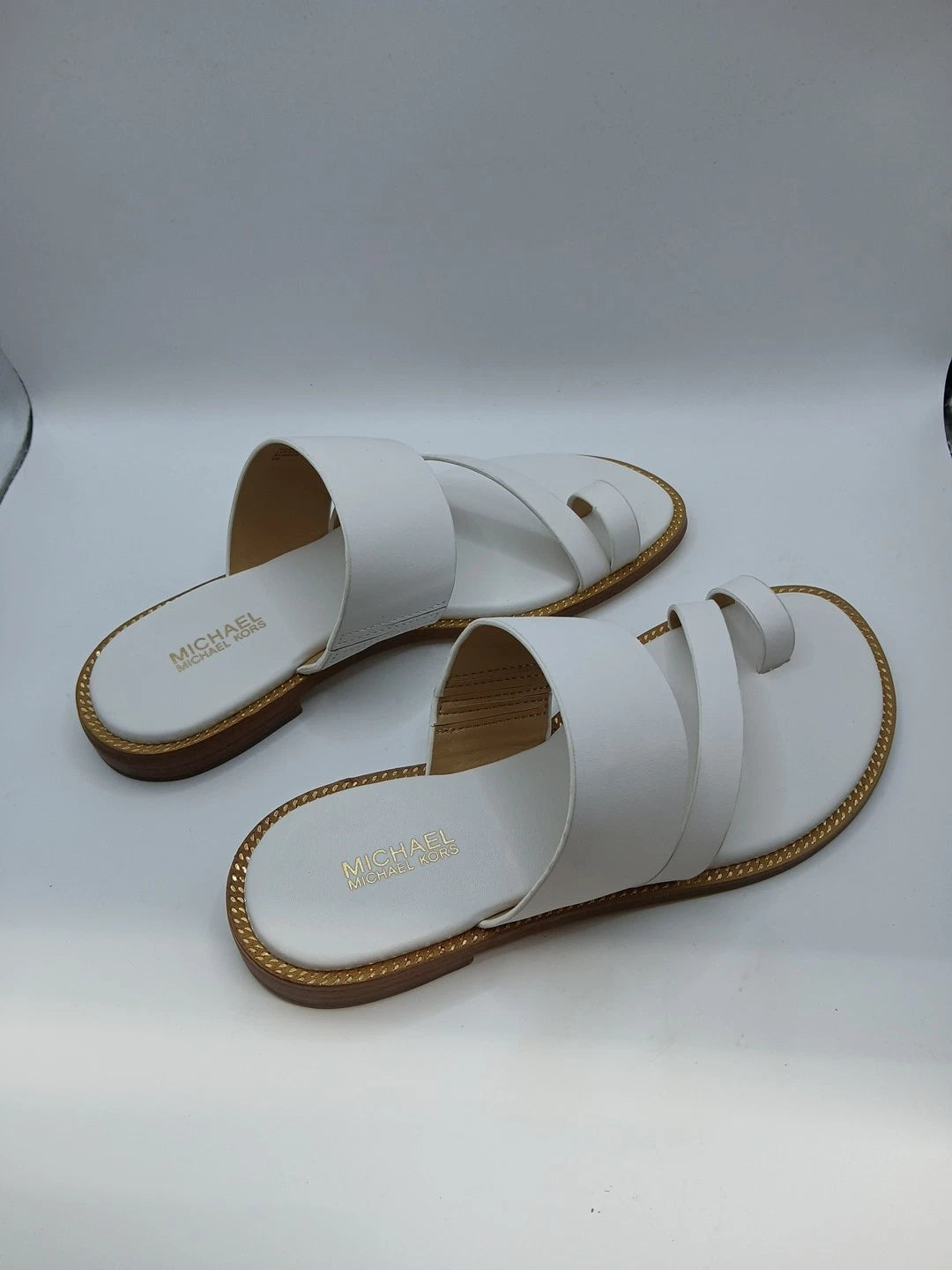 Michael Kors Selah Leather Slide Sandal White( 5M)