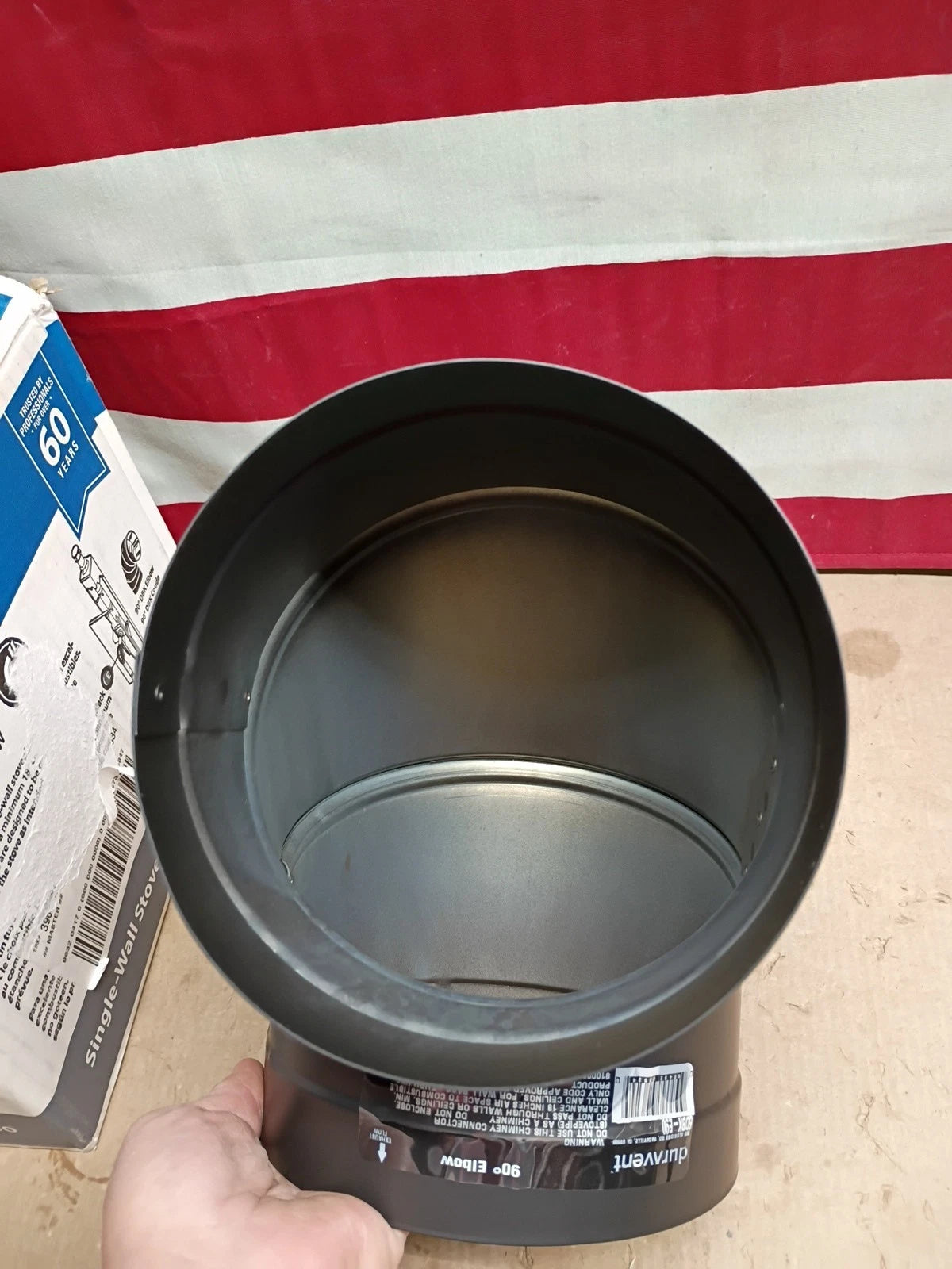 DuraVent DuraBlack 6" Galvanized Single Wall Stove Pipe 90° Elbow 6DBK-E90 Black