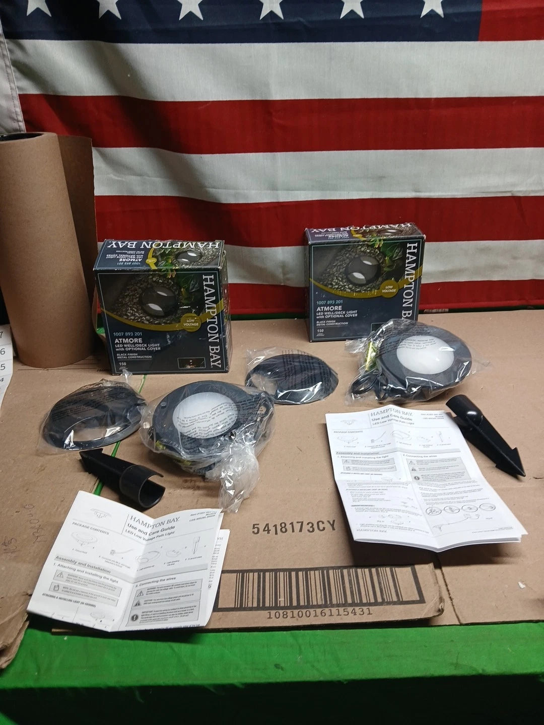 Lot Of 2 Hampton Bay 150 Lumens Black LED Round Outdoor InGround Well/Deck Light