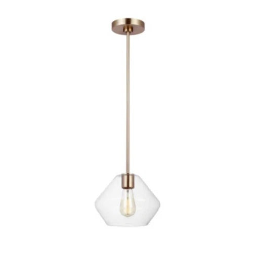 Generation Lighting Jett 1-Light Satin Brass Shaded Pendant Light Open Box