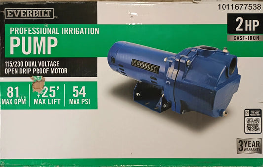 Everbilt Professional Irrigation Pump Cast Iron 2HP Dual Voltage HDLS20 OB READ