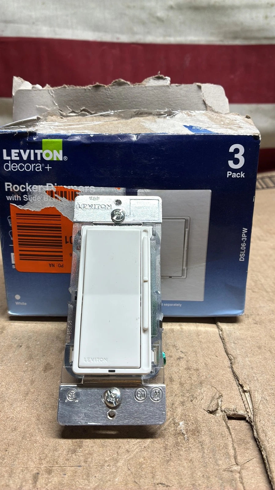 3-PK Leviton DSL01-3PW White Rocker Slider Dimmer Switch Single-Pole OR 3-Way