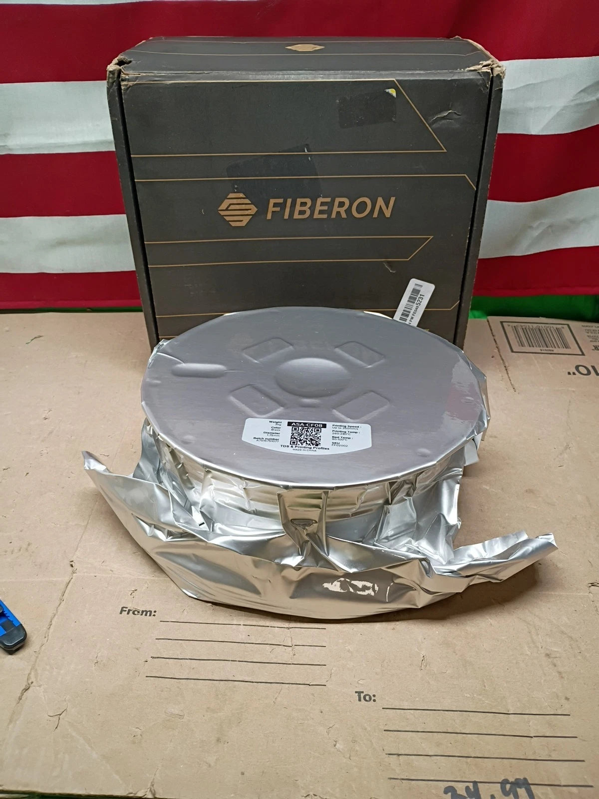 Fiberon ASA-CF08 Black Carbon Fiber 3D Printing Filament 1.75Mm 3KG, UV & Weathe
