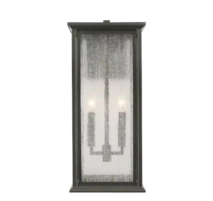 Antique Bronze Outdoor Hardwired Wall Lantern Sconces with Water Glass OB Read