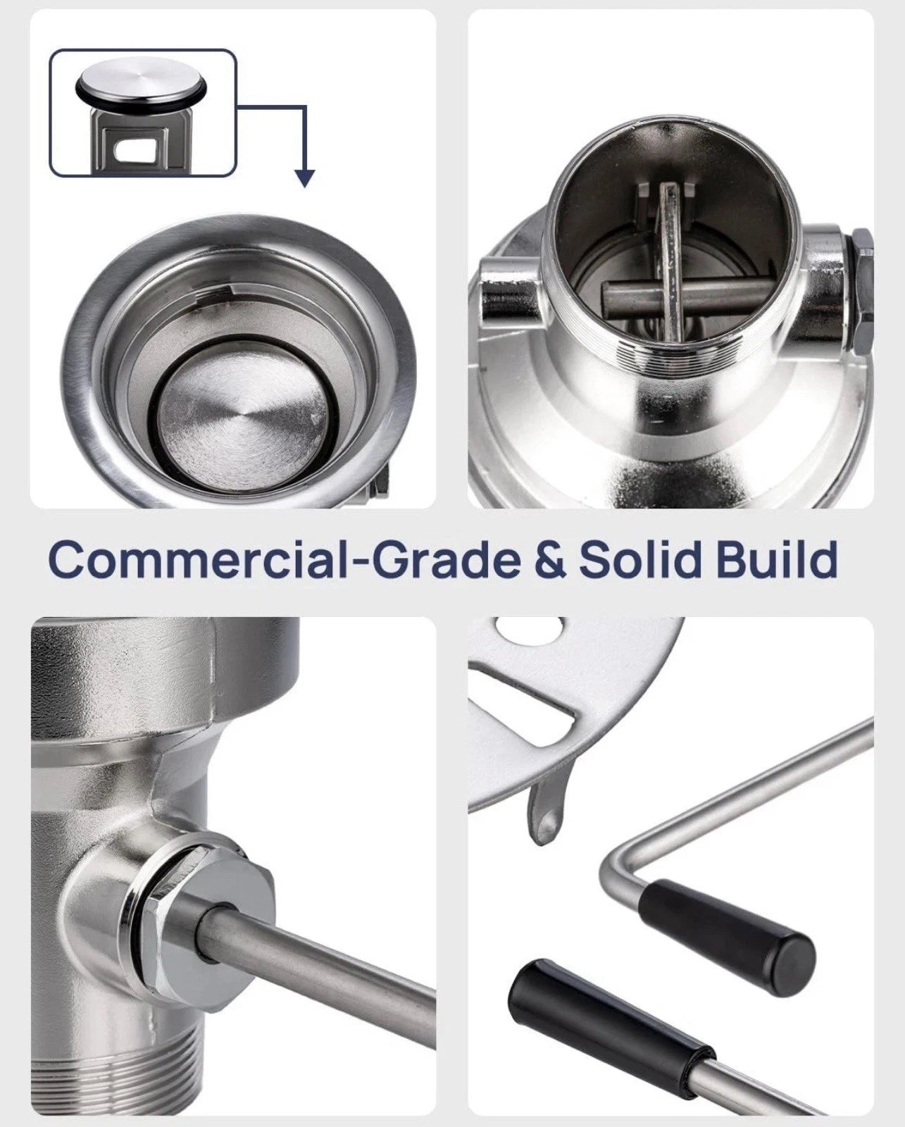 3-1/2" Commercial Sink Drain w Twist Lever Handle Waste Drain Valve Easy Control