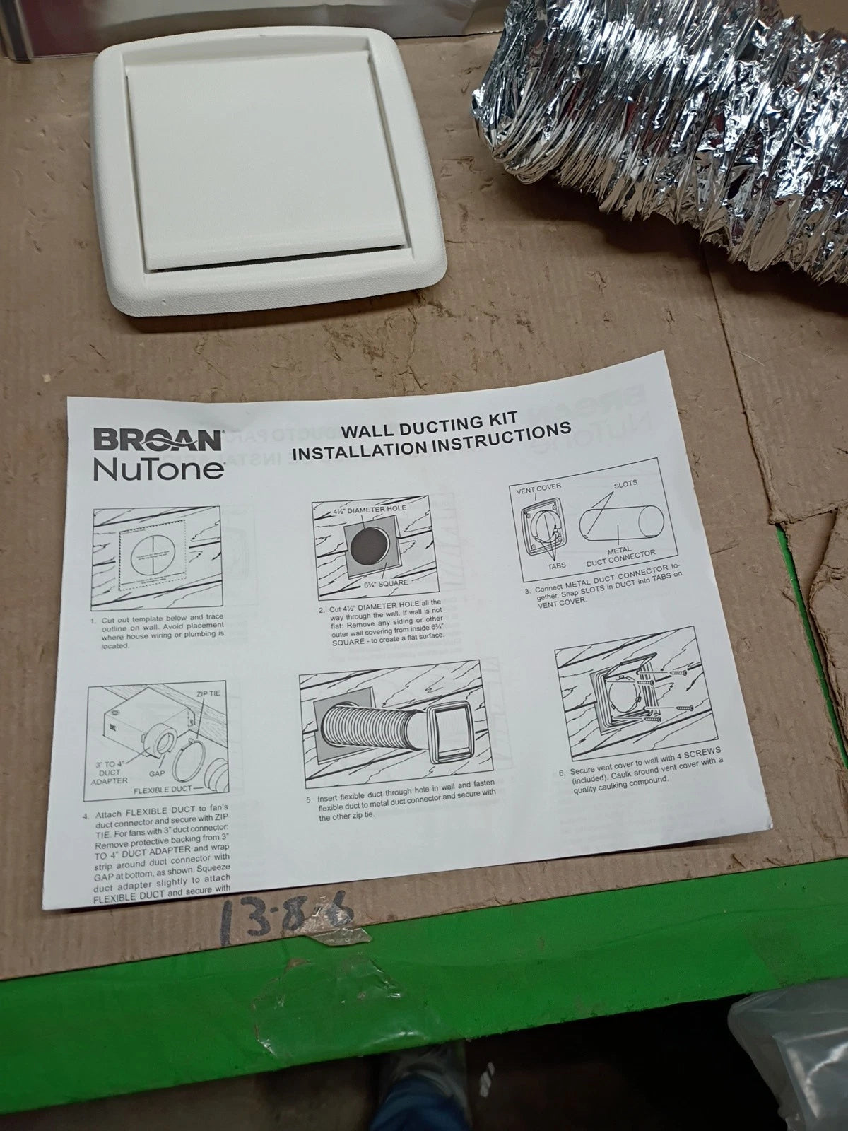 Broan-NuTone WVK2A Flexible Wall Ducting Kit for Ventilation Fans Exhaust Fans.|