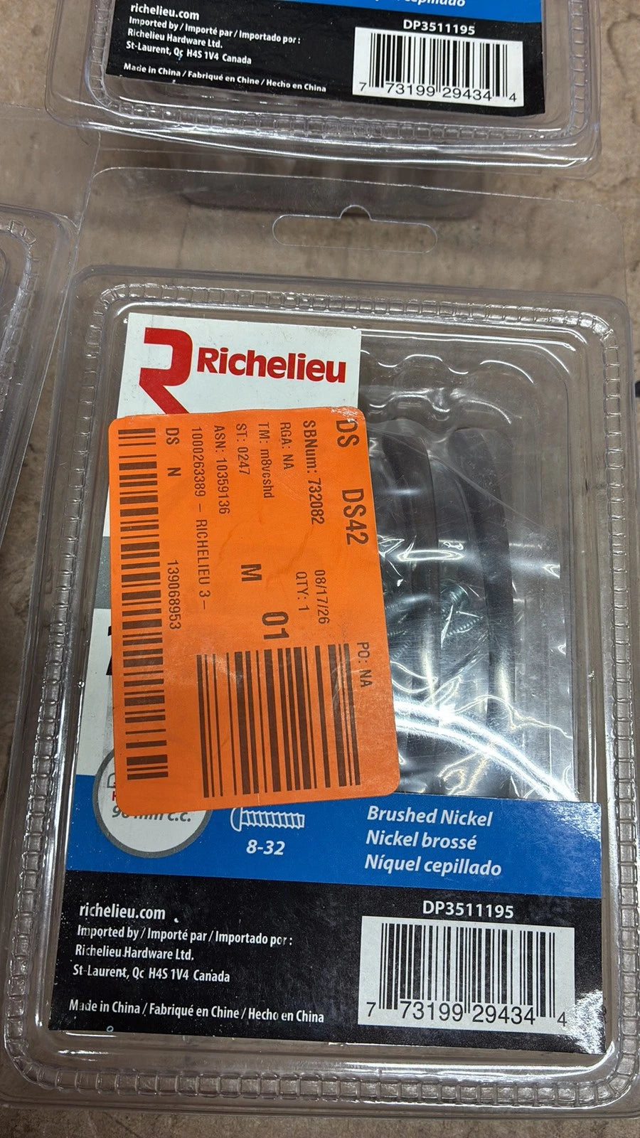 30PK. 3 packs of 10. Richelieu DP3511195 96mm Cabinet Pulls Brushed Nickel