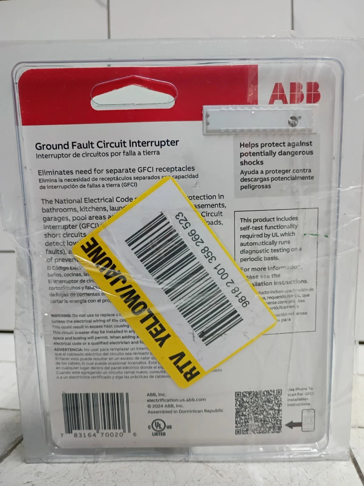 ABB 20 Amp GFCI Ground Fault Circuit Interrupter THQL2120GFTA 2-Pole (Open Box)