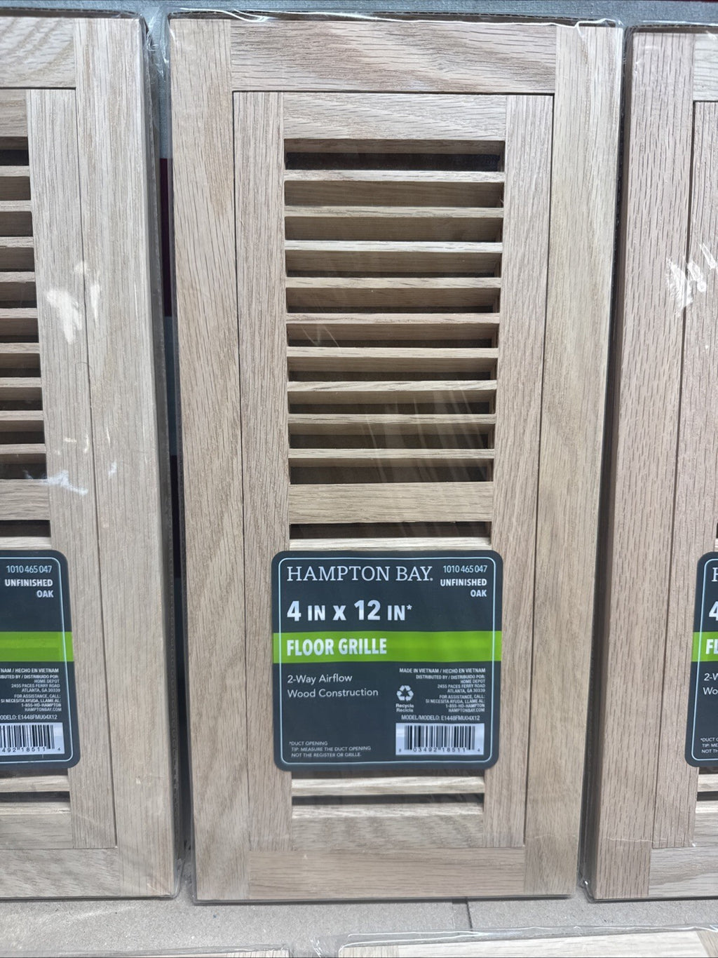 LOT OF 7 4 x 12 Unfinished Oak Wood Flush Mount Floor Grille Grill