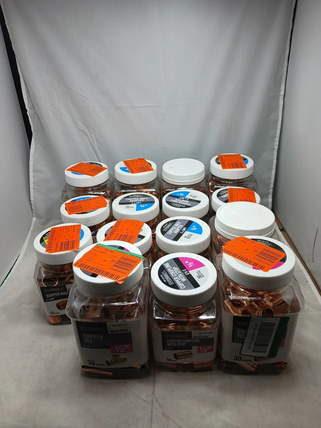 (1000) 3/4" and 1/2" COPPER SWEAT FITTINGS Tees, Adapters,elbows, Coupling, Etc