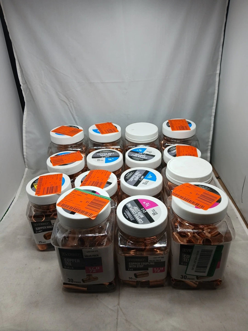 (1000) 3/4" and 1/2" COPPER SWEAT FITTINGS Tees, Adapters,elbows, Coupling, Etc
