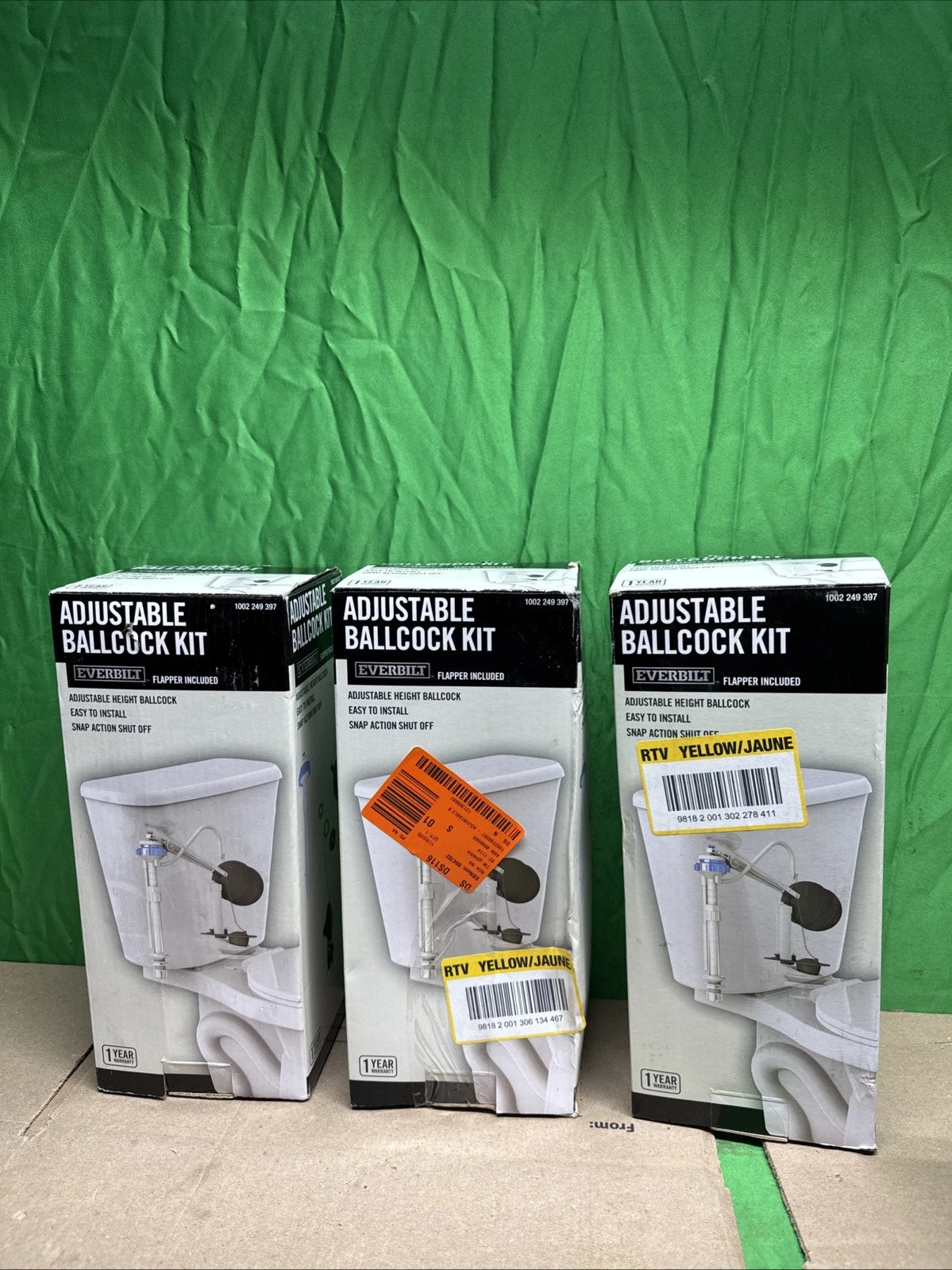 LOT OF 3 Everbilt Adjustable Ballcock Kit 1002 249 397