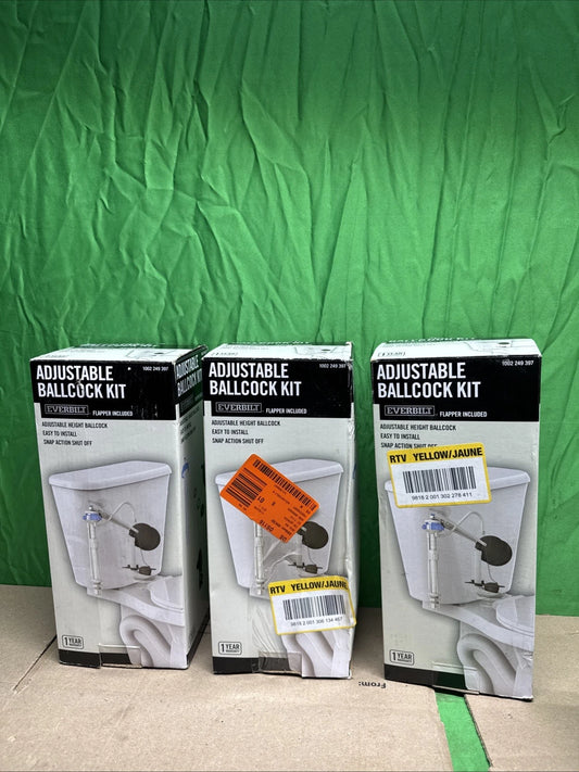 LOT OF 3 Everbilt Adjustable Ballcock Kit 1002 249 397
