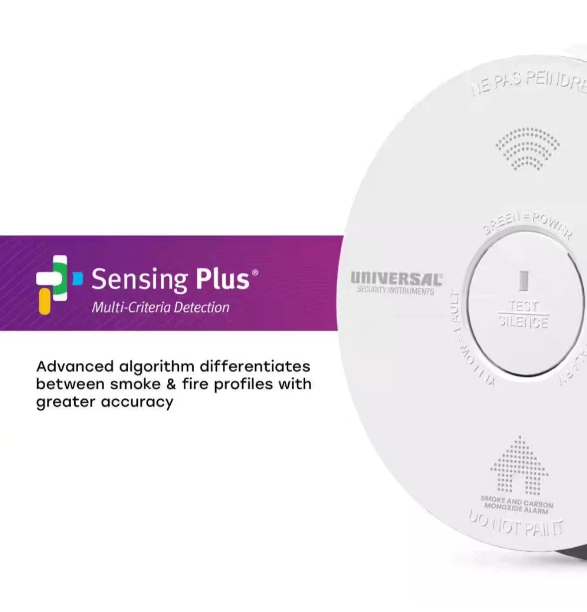 Universal Security Instruments 3 in 1 Combo Smoke, Fire & Carbon Monoxide Alarm