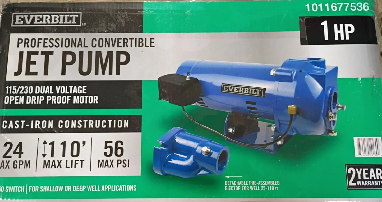 Everbilt 1 HP Professional Convertible Jet Pump Model # 1011677536 FOR PARTS