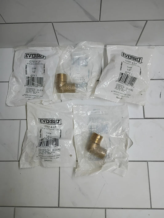 5PK EVERBILT C707-4-LF 90° Elbow Forged (HD) CXM 1/2" 039923380142 NEW Sealed OB