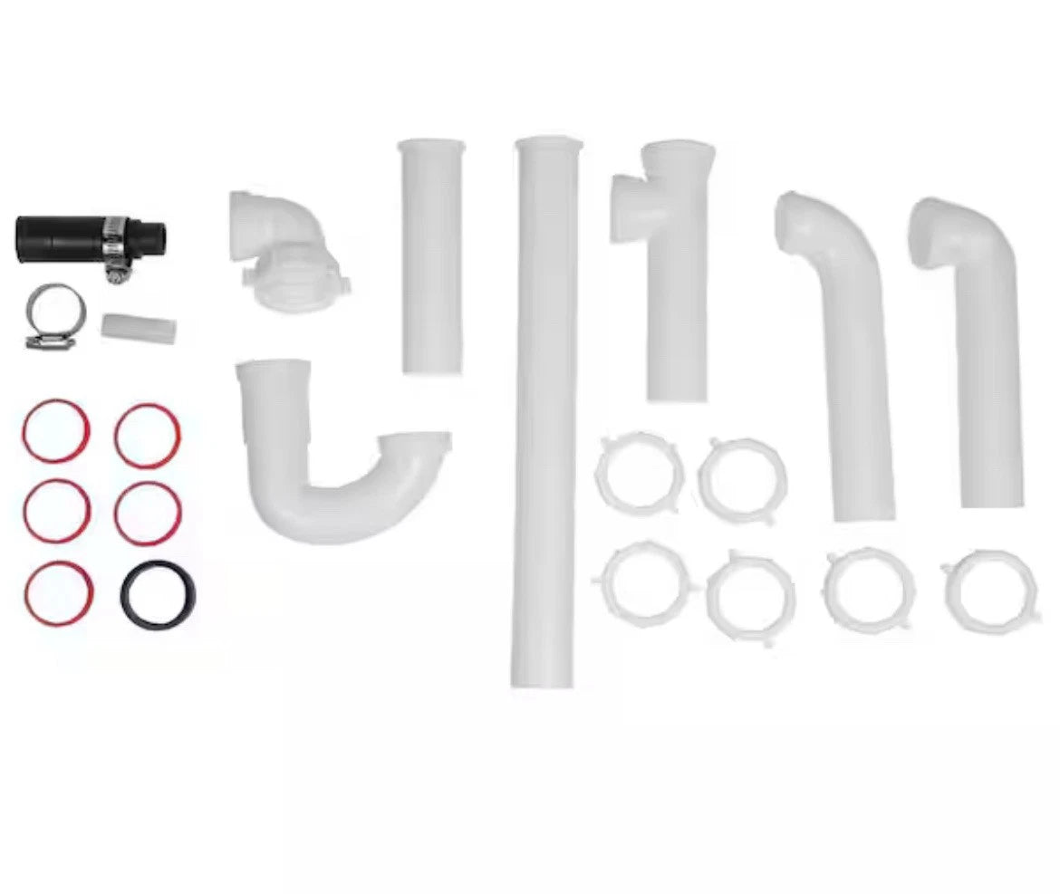 4-PACK PF WaterWorks PF0989 Garbage Disposal Installation Kit, Tubular PVC White