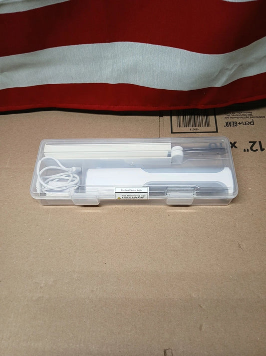 NutriChef Electric Bread Knife-Lightweight w/Contoured Grip Handle -White & Grey