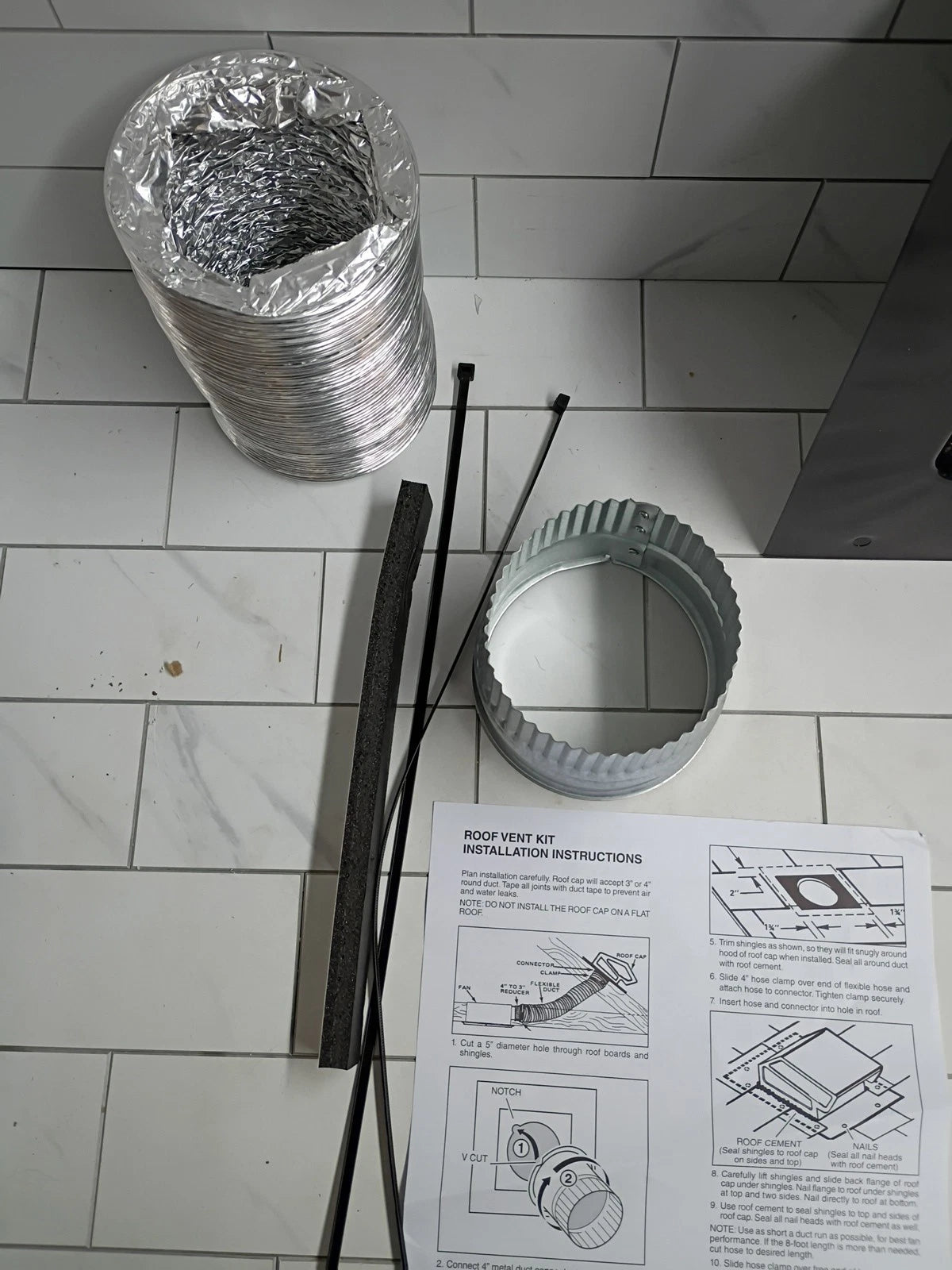 Broan Nutone RVK1A Roof Ducting Kit 3" x 4" Duct Black 8ft Conduit L, New OB