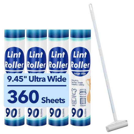 Large Lint Rollers for Carpet, 9.45'' Sticky Rollers for Floor with 360 Sheet...