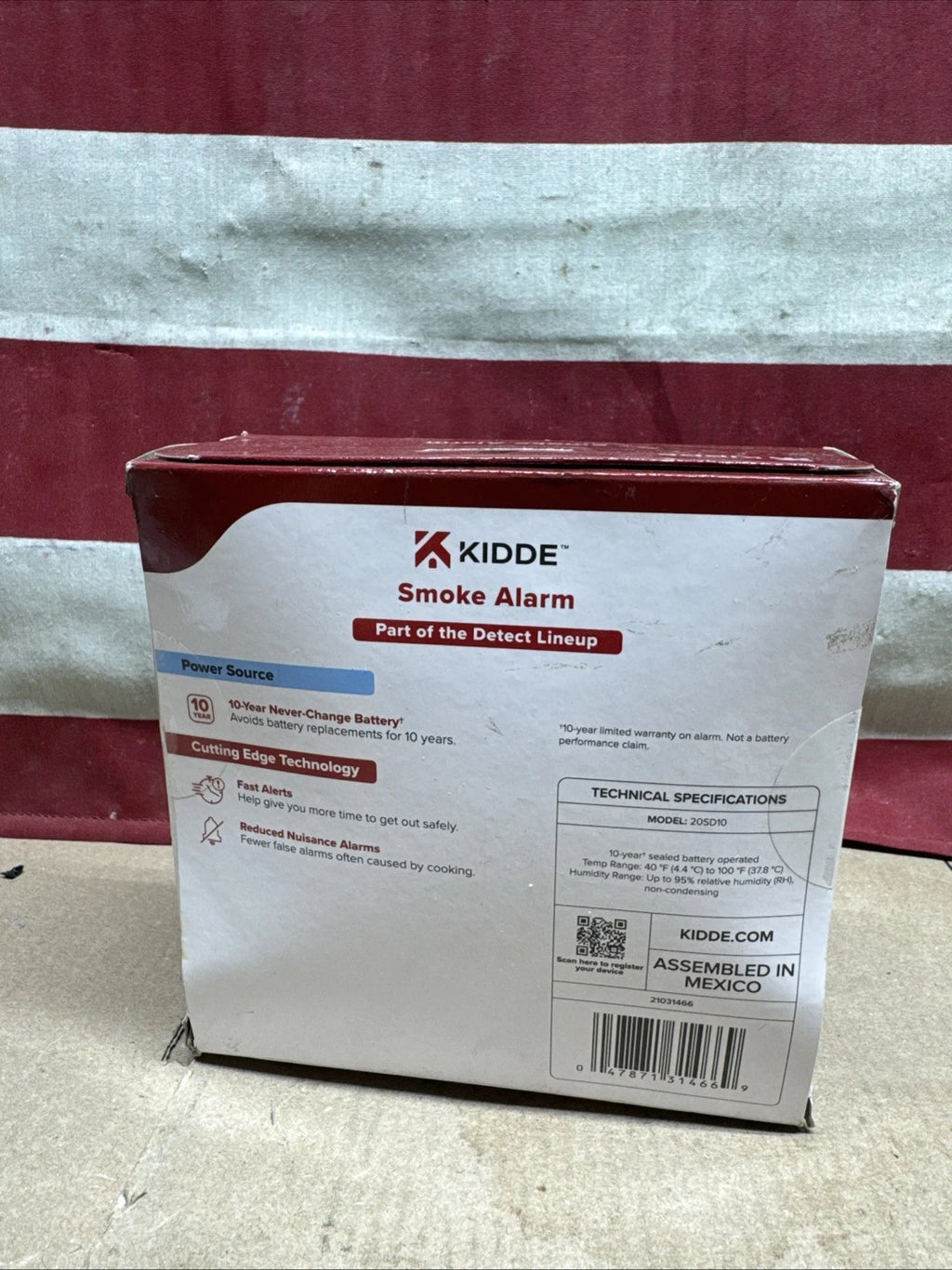 New Kidde 20SD10 10-Year Battery PoweredDetect Smoke Alarmw/Photoelectric Sensor