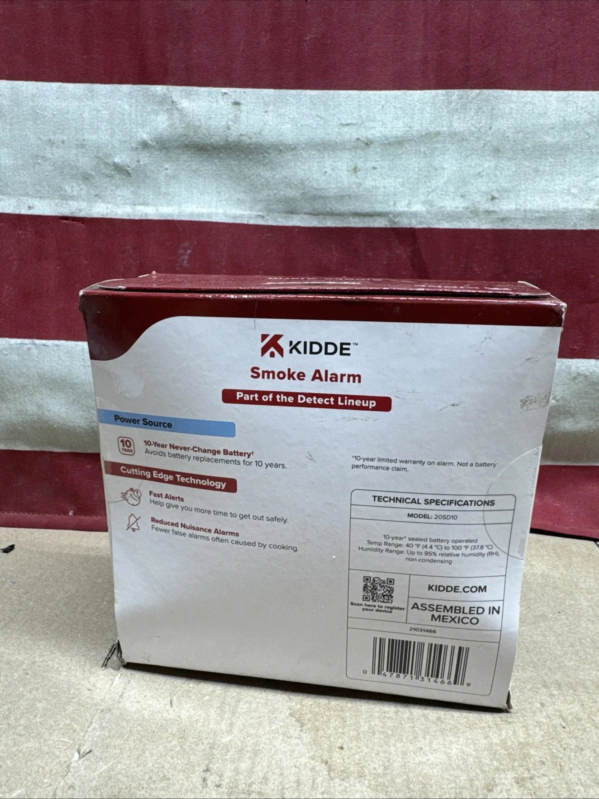 New Kidde 20SD10 10-Year Battery PoweredDetect Smoke Alarmw/Photoelectric Sensor