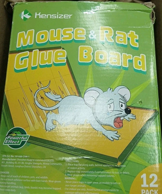 12Pk Kensizer Mouse Rat Glue Trap, Super Sticky Adhesive Glue Board Traps OB