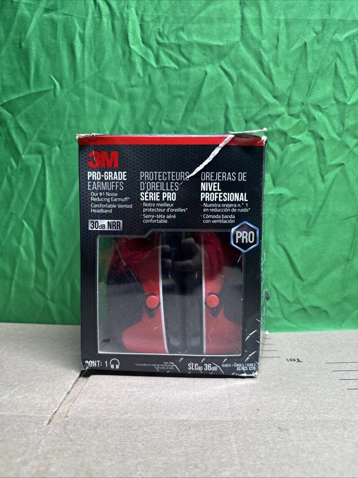 3M Pro-Grade Earmuffs 30 dB NRR Red Adjustable Headband Cushioning Brand