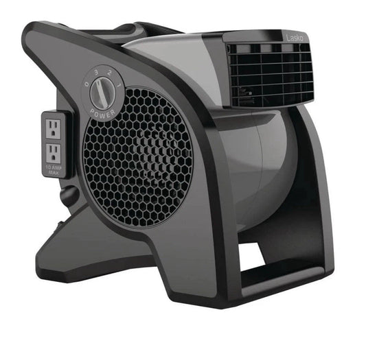 Lasko 11.2 in. 3-Speed High Velocity Pivoting Blower Fan with Outlets in Gray’