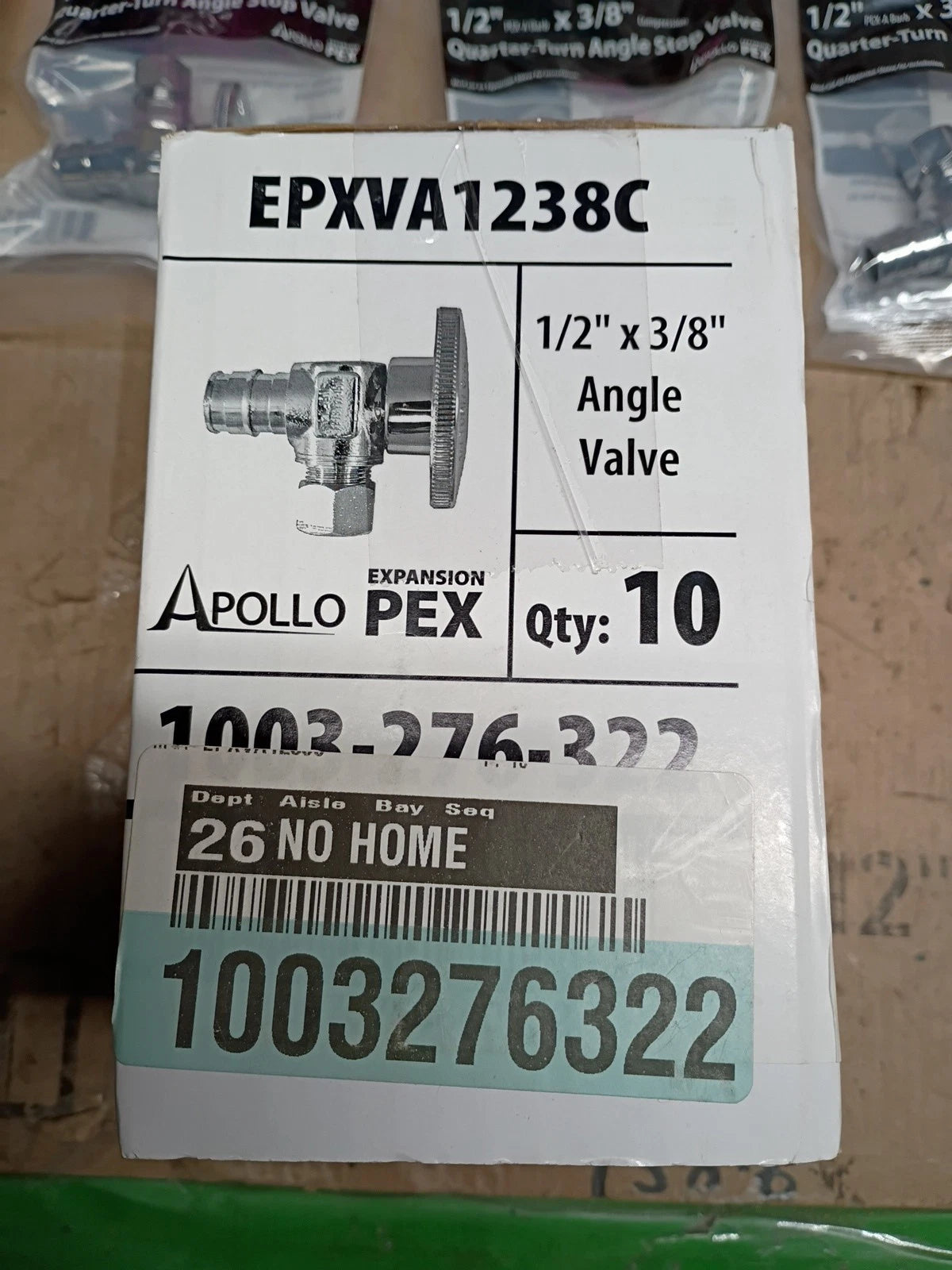 10PK Apollo PEX-A Compression Quarter-Turn Angle Stop Valve Brass 1/2" x 3/8",