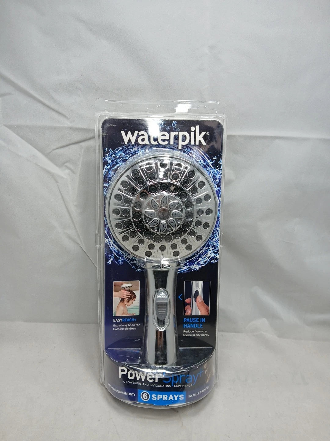 Waterpik 6-Spray 4.8 in. Wall Mount Handheld Adjustable Shower Head. Chrome