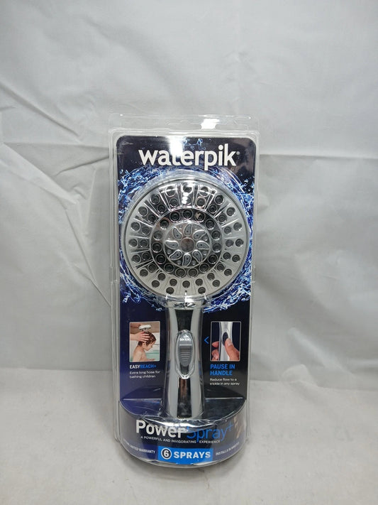 Waterpik 6-Spray 4.8 in. Wall Mount Handheld Adjustable Shower Head. Chrome