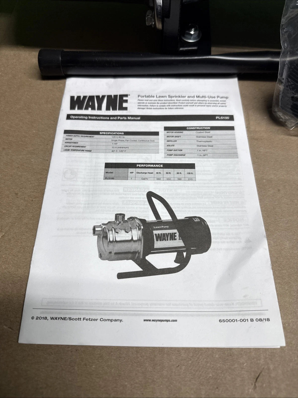 Wayne PLS100 14.1 GPM 60 PSI 120V Stainless Steel Portable Sprinkling Pump 1 HP