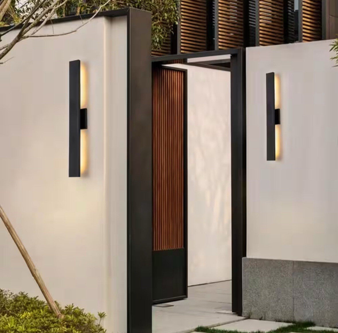 32 in. H 2-Light Matte Black Aluminum Hardwired LED Outdoor Wall Lantern Sconce