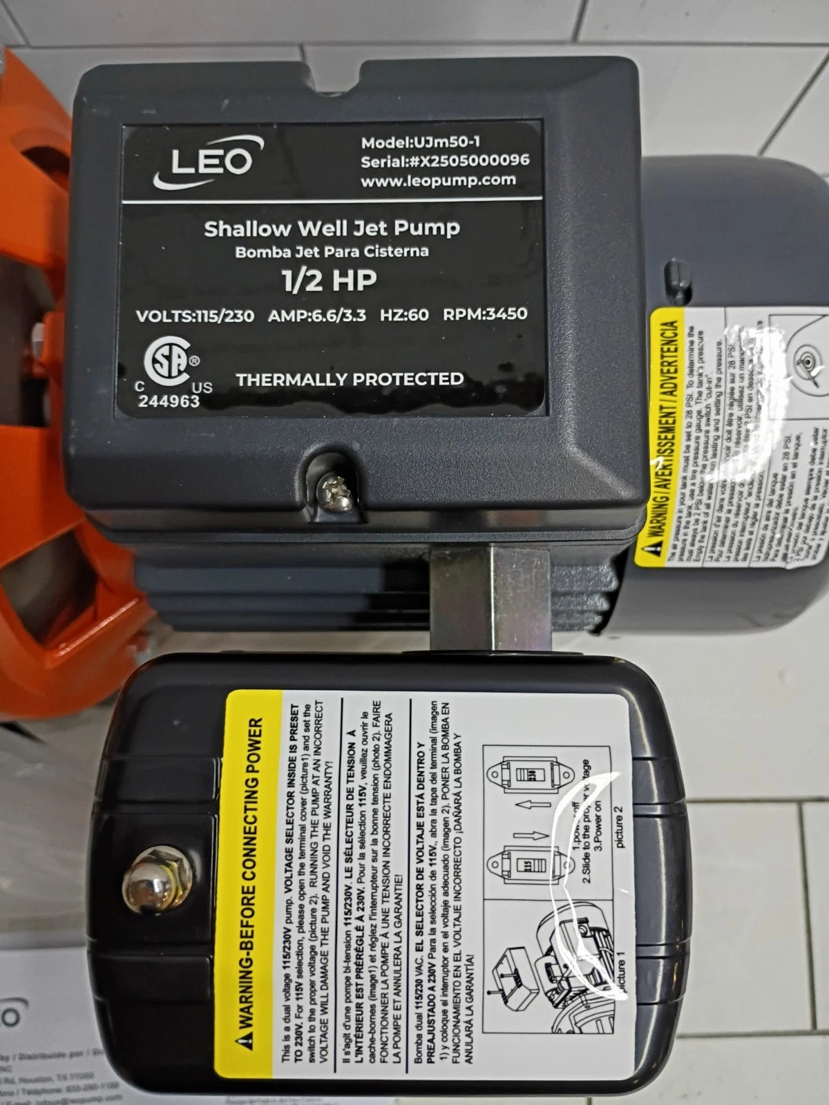 Leo UJm50-1, 1/2HP 115/230-Volt Cast Iron Shallow Well Jet Pump, Open Box