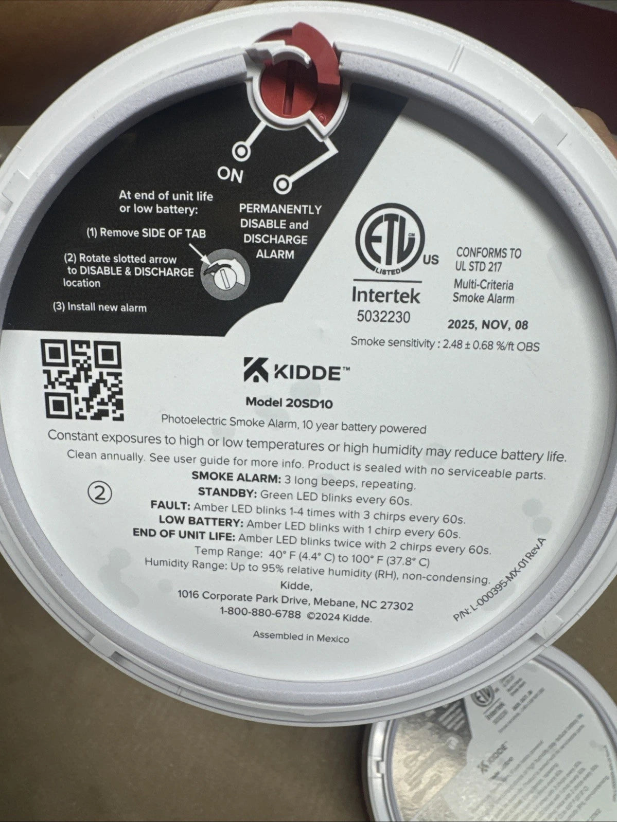 2PK Kidde 20SD10 10-Year Battery PoweredDetect Smoke Alarm w/PhotoelectricSensor