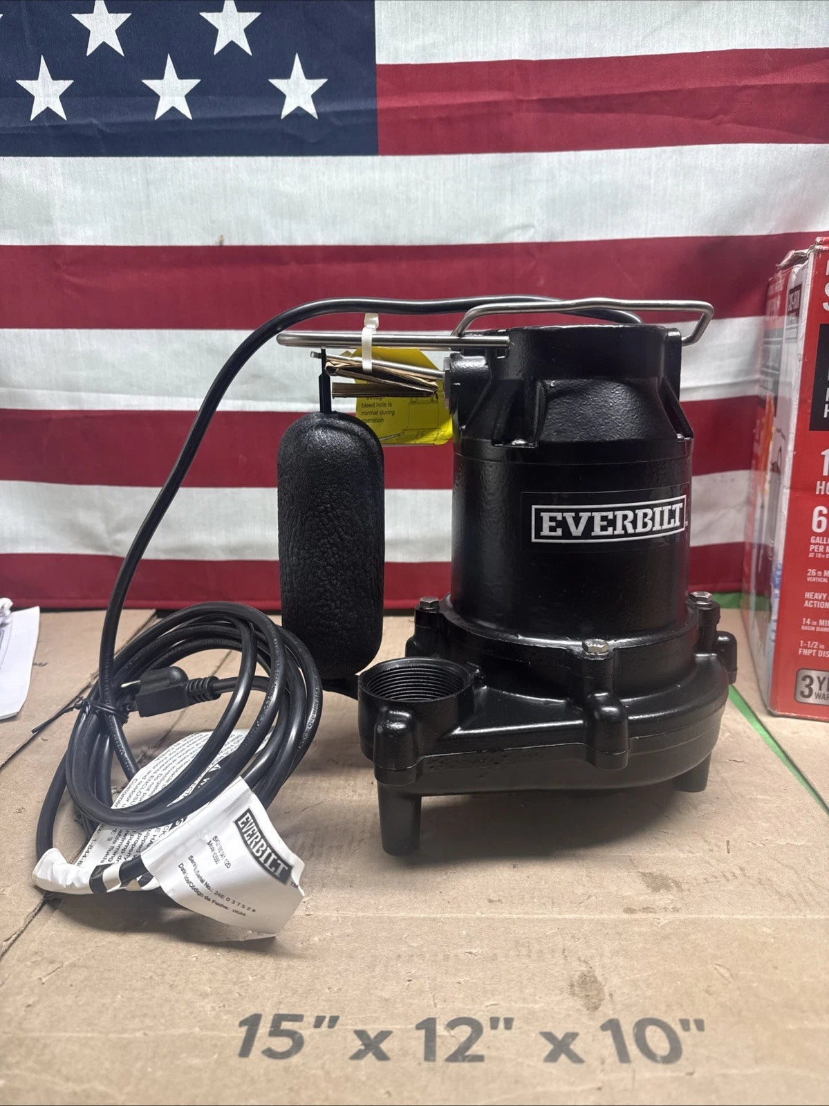 Everbilt 1/2 HP. Cast Iron Sump Pump Model # HDS50 OPEN BOX.