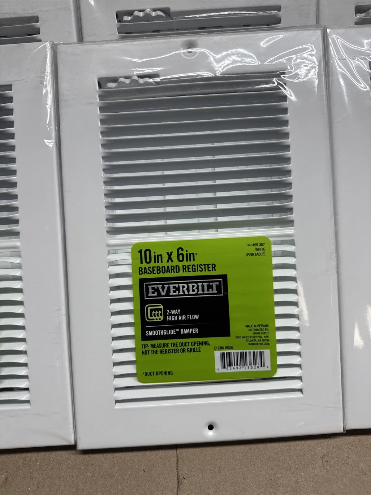 Lot Of 15 Everbilt 10 in. x 6 in. Baseboard Register 3/4 in. white