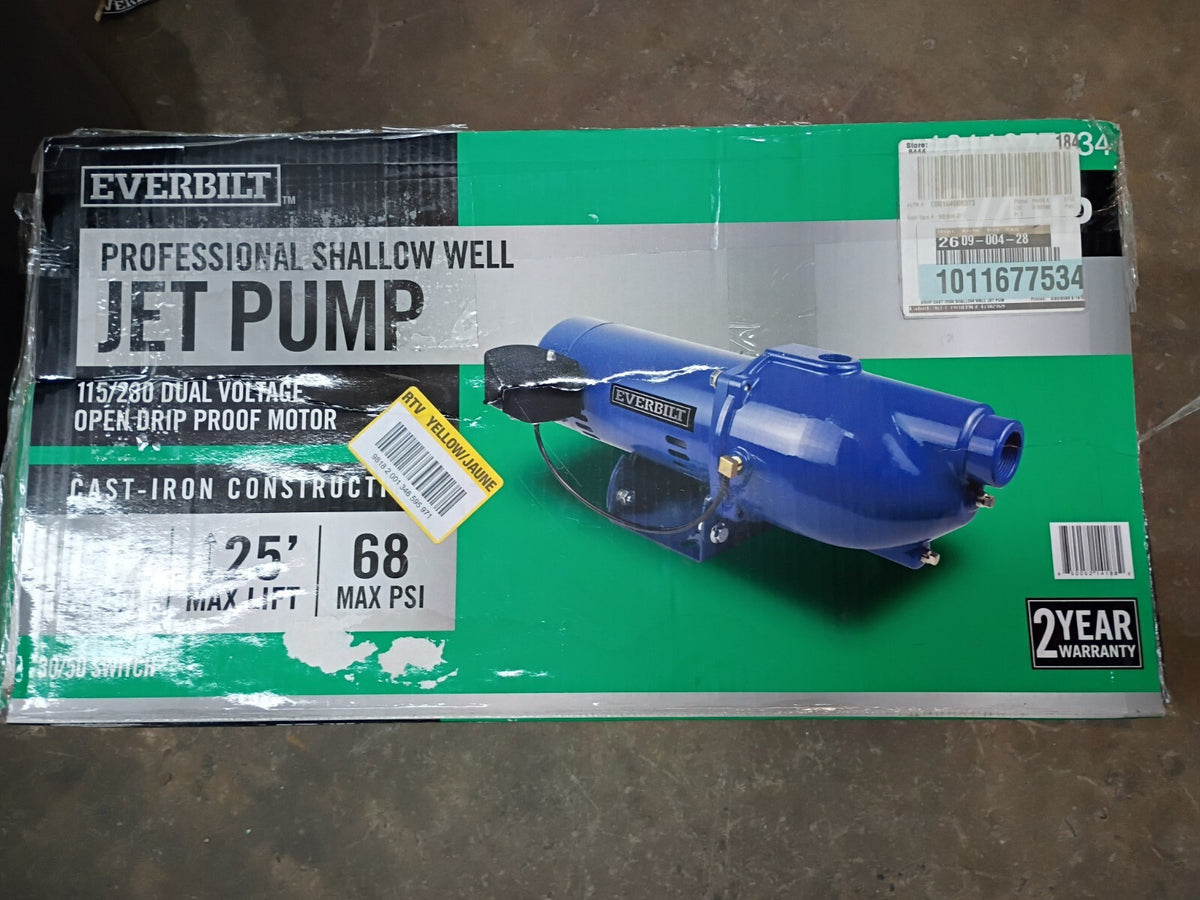 Everbilt HDSWJ7 3/4 HP Cast Iron Shallow Well Jet Pump *For Parts *