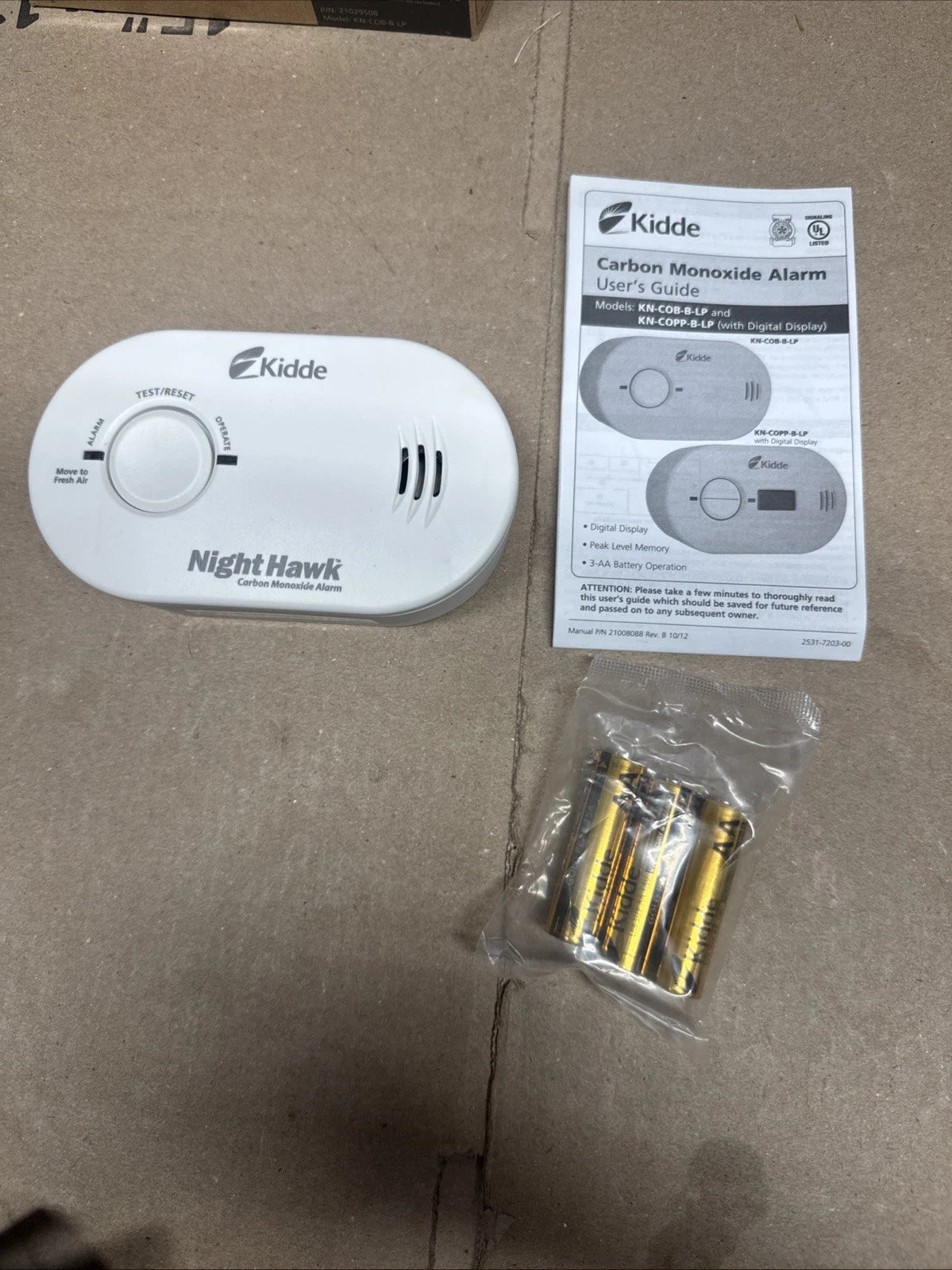 4PK Kidde KN-COB-B-LP Nighthawk Carbon Monoxide Alarm- Battery Operated 21029508