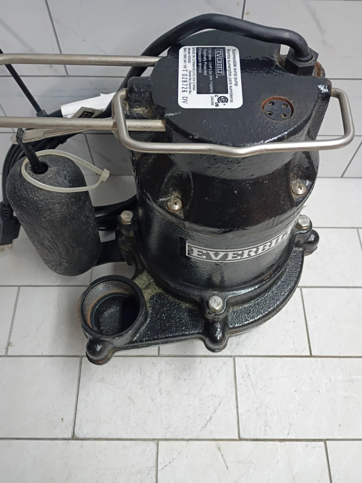 Everbilt HDS50 1/2 HP Cast Iron Sump Pump Used, Read Description.