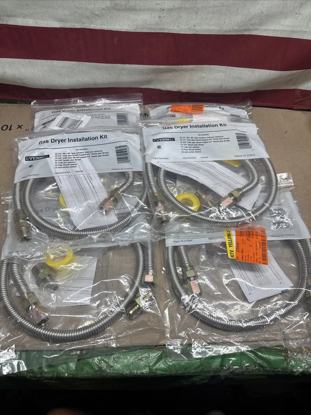 6Pack Everbilt Gas Dryer Installation Kit, Hose 1/2 x 48" 69015HDN NEW