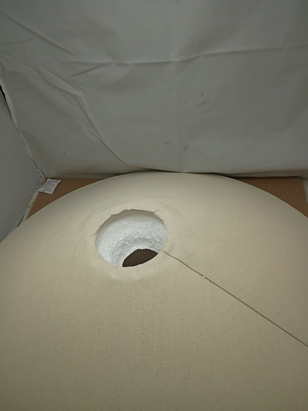 1-Light 25 Inch Large White Linen Shallow Conicle Cage Pendant