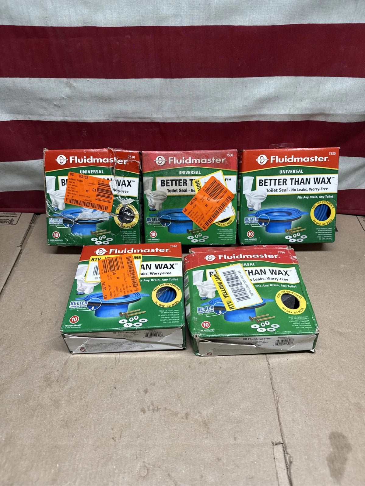 5pk Fluidmaster, Universal Better Than Wax Toilet Seal 7530, OB.
